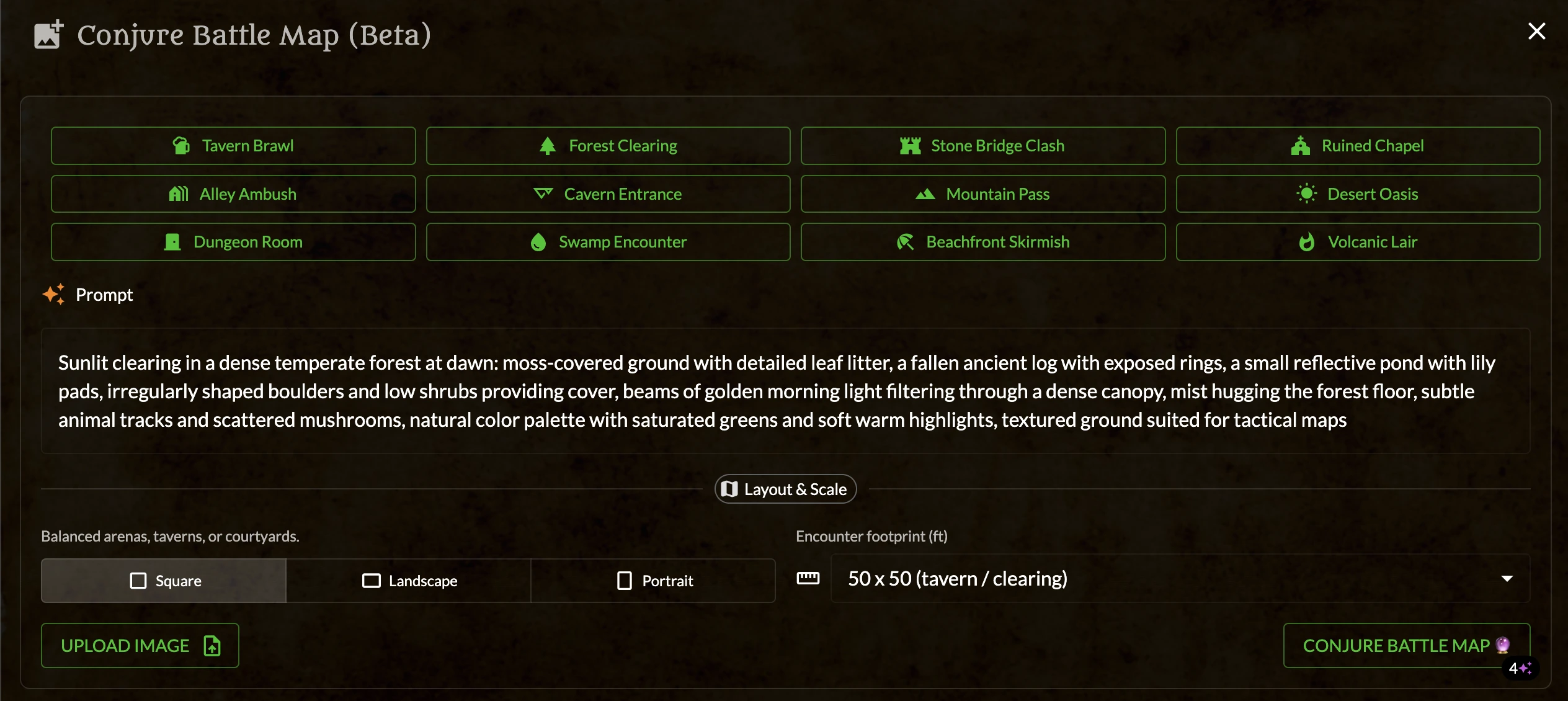 Battle map generation preview